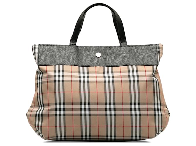 Burberry Brown House Check Tote Bag Beige Cloth Cloth  ref.1242551
