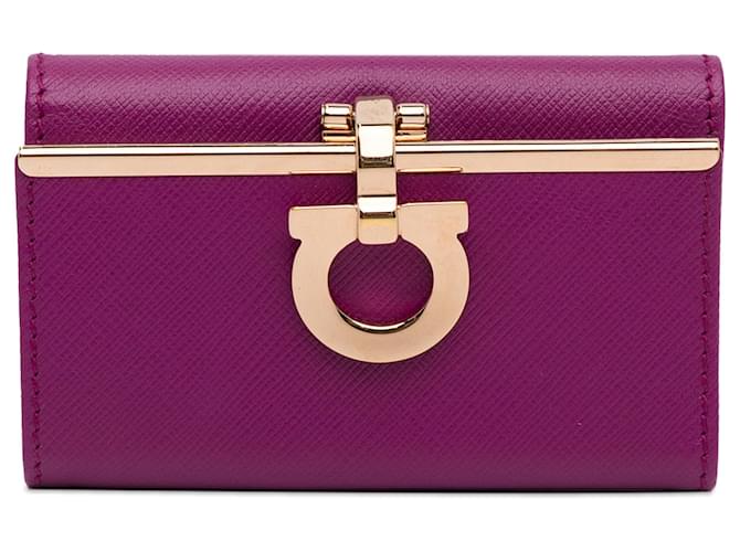 Salvatore Ferragamo Ferragamo Purple Gancini Leather Key Case Pony-style calfskin  ref.1242555