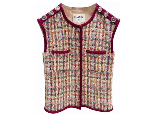 Chanel Collezione Robo Sfilata Pulsanti CC Completo in Tweed Multicolore  ref.1242592