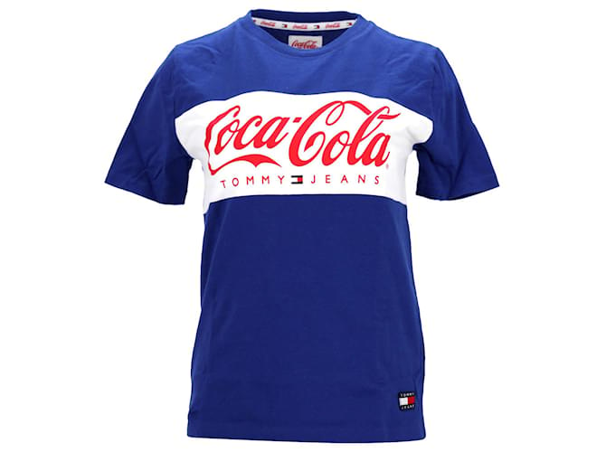 Tommy Hilfiger T-shirt da donna con logo Coca Cola in puro cotone Blu  ref.1242602