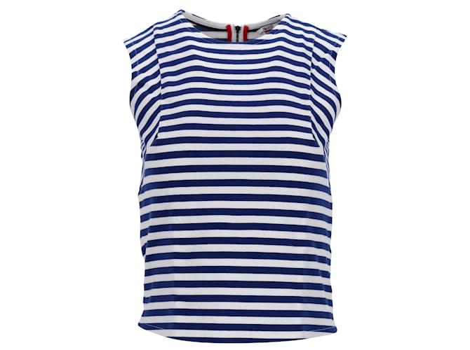Tommy Hilfiger Womens Striped Jersey Top Blue Cotton  ref.1242608