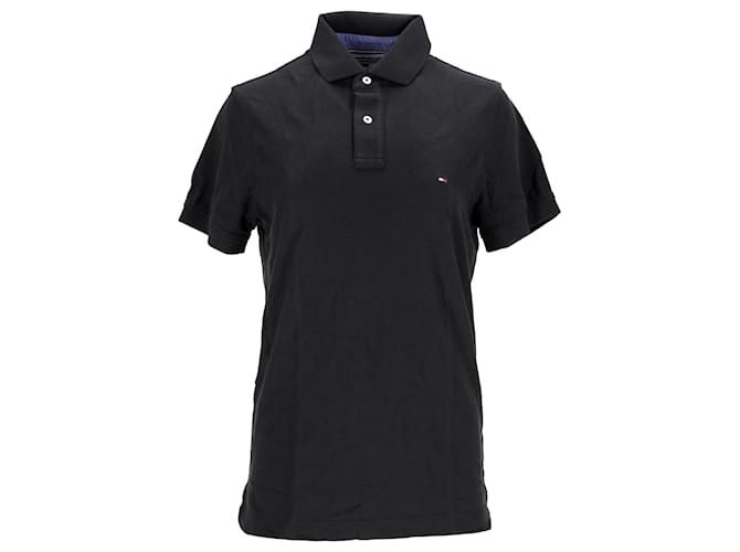 Tommy Hilfiger Mens Slim Fit Short Sleeve Polo Black Cotton  ref.1242609