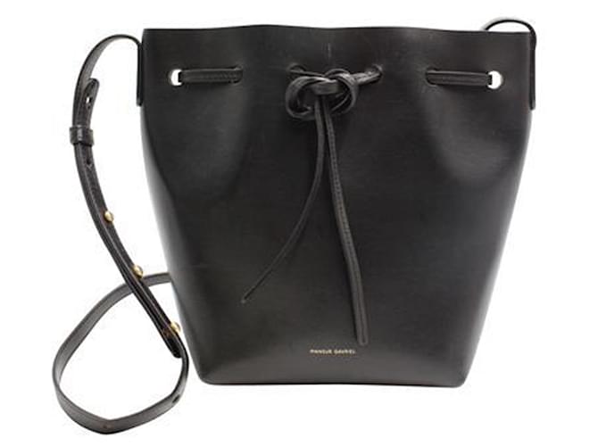 Mansur Gavriel Mini Bucket Bag in Black & Silver Leather  ref.1242620