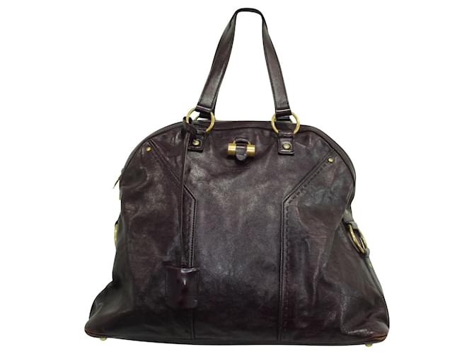 Yves Saint Laurent Dark Purple Large Muse Bag Leather  ref.1242629
