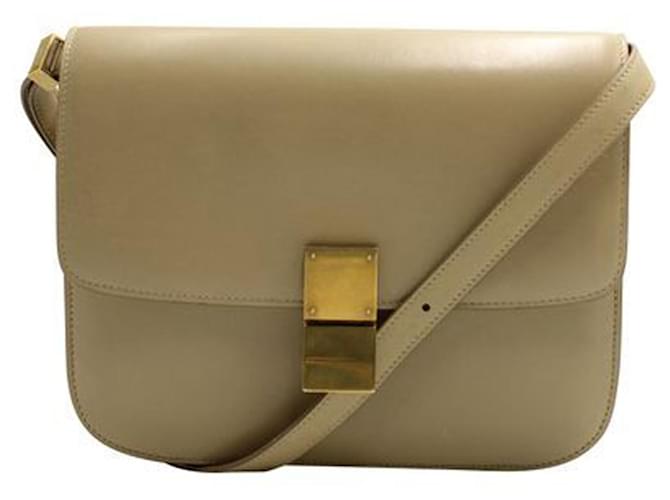 Céline Beige Medium Classic Box Crossbody Bag Brown Leather  ref.1242636