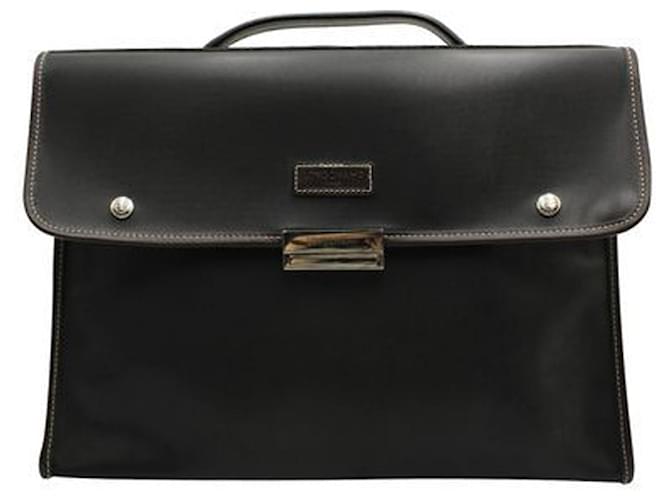 Longchamp Black Briefcase with Silver Hardware Leather  ref.1242643