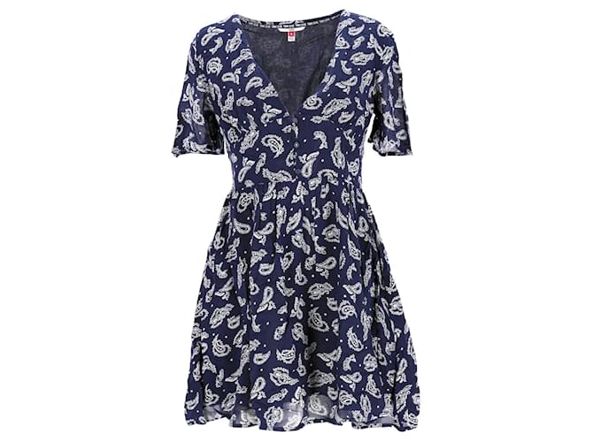 Tommy Hilfiger Womens Paisley Short Sleeve Dress in Blue Viscose Cellulose fibre  ref.1242657