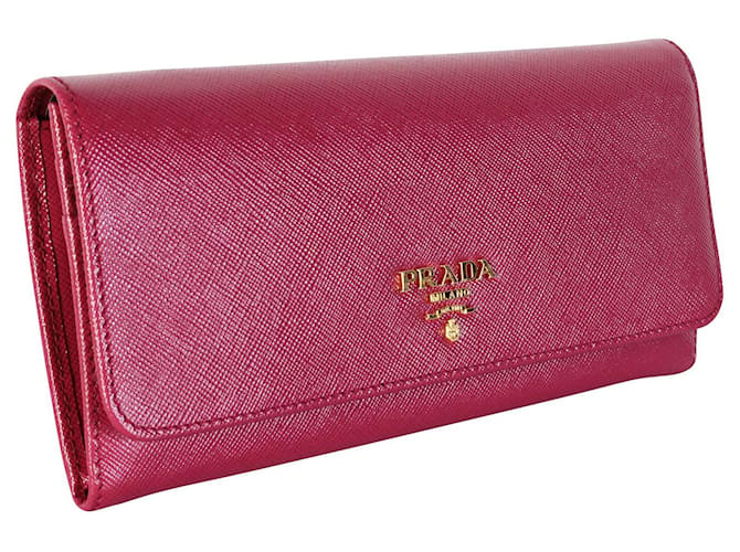 Prada Raspberry Pink Saffiano Continental Wallet  Leather  ref.1242661