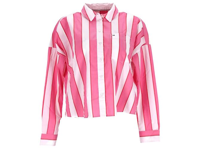 Tommy Hilfiger Kurzes Streifenhemd für Damen Mehrfarben Baumwolle  ref.1242672