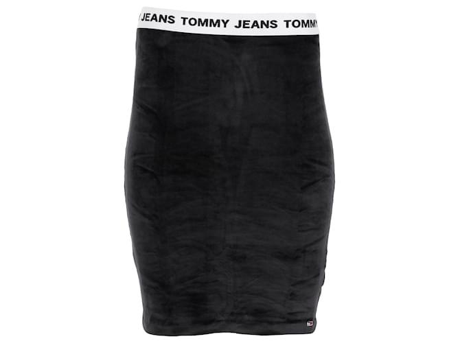 Tommy Hilfiger Womens Velvet Bodycon Skirt Black Polyester  ref.1242682