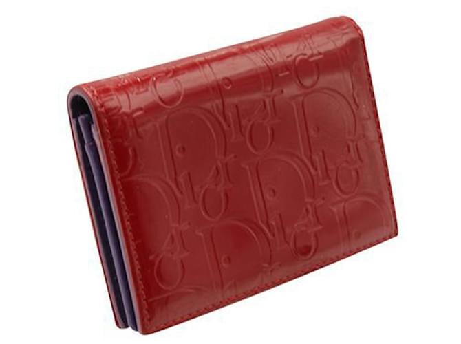 Dior Portefeuille en cuir verni rouge Oblique  ref.1242690