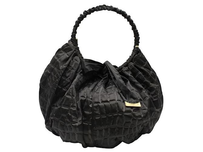 Giorgio Armani Vintage schwarze Nylon geprägte Tasche Polyester  ref.1242700