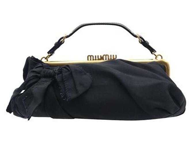 Miu Miu Black & Gold Bow Clutch Metal  ref.1242721