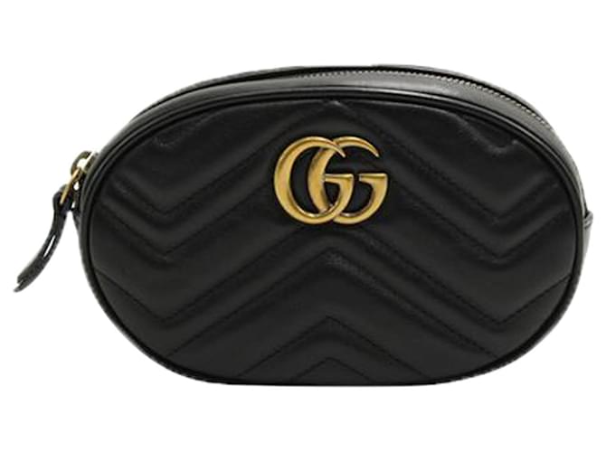 Gucci Sac ceinture ovale noir GG Marmont Cuir  ref.1242728