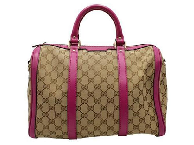 Gucci Brown & Pink Monogrammed Canvas Medium Joy Boston Bag Multiple colors Leather  ref.1242729
