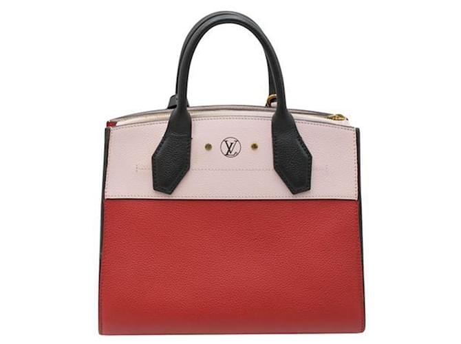 Louis Vuitton Red and Pale Pink City Steamer Hand Bag 2017 Leather  ref.1242747