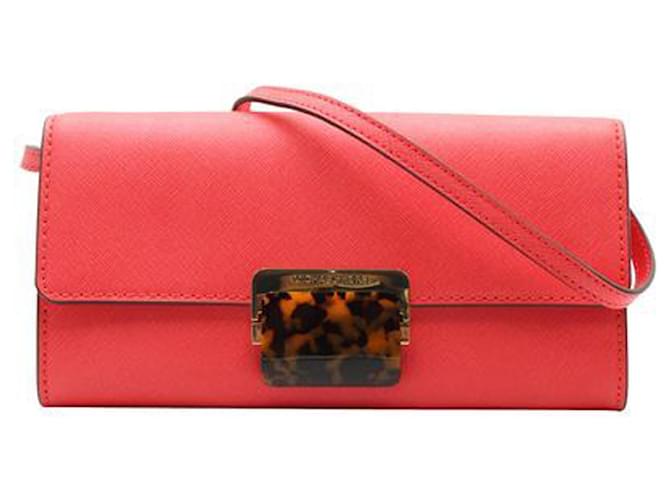 Michael Kors Coral Wallet/Clutch With Strap Orange Leather  ref.1242749