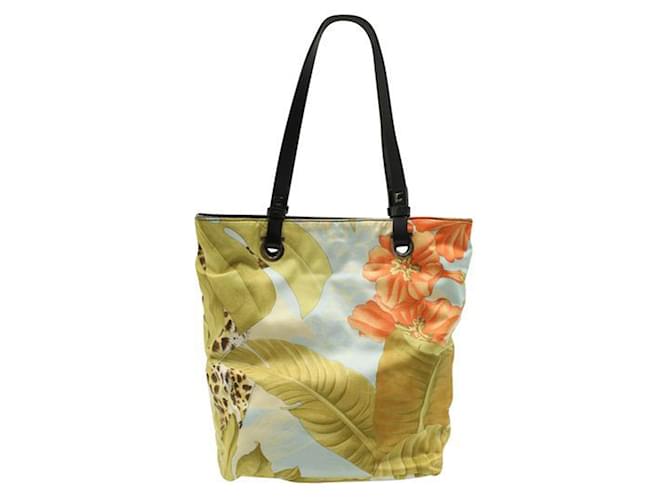Salvatore Ferragamo Petit sac cabas en satin de soie à imprimé jungle Multicolore  ref.1242755