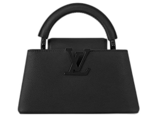 Louis Vuitton Mini Bolso Capucines al este-oeste LV Negro Cuero  ref.1242821
