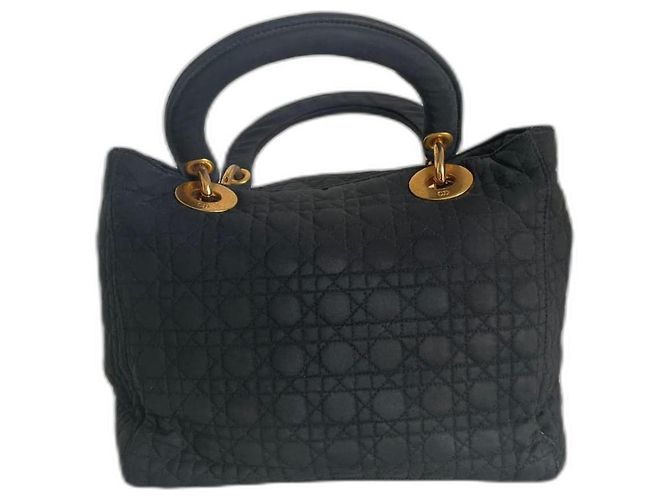 Dior Borsa Lady Dior Blu Navy in Cotone