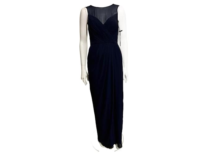 Vera Wang Abendkleid aus Marine-Chiffon Marineblau Polyester  ref.1242839