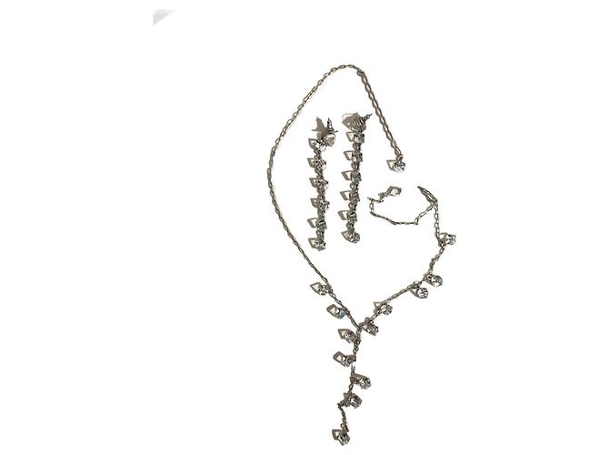 HALSKETTE UND OHRRINGE SWAROVSKI KRISTALLWÜRFEL Weiß