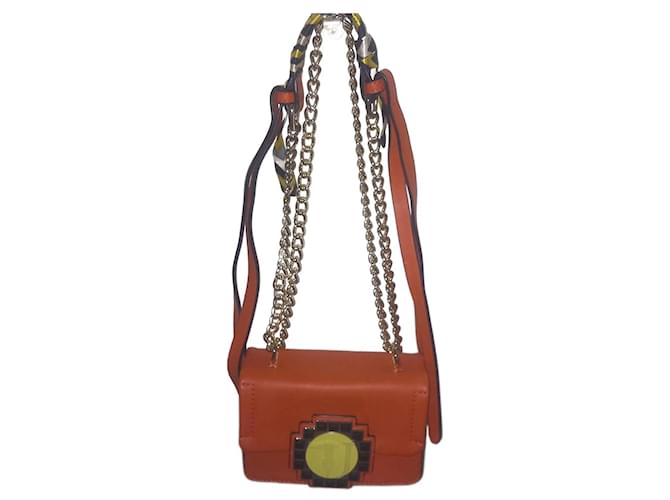 Bolsa Laranja de Ombro/Tiracolo Trussardi Jeans Orange Yellow Gold hardware Leather  ref.1242856