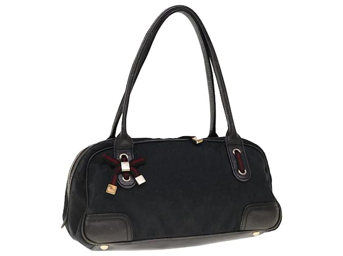 GUCCI Sherry Line GG Canvas Shoulder Bag Black Red 161720 auth 66063  ref.1242868