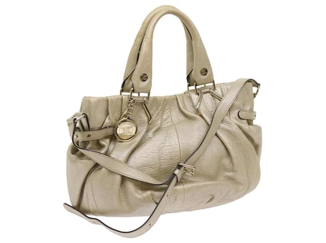 Céline CELINE Hand Bag Leather 2way Gold Tone Auth bs11844  ref.1242880