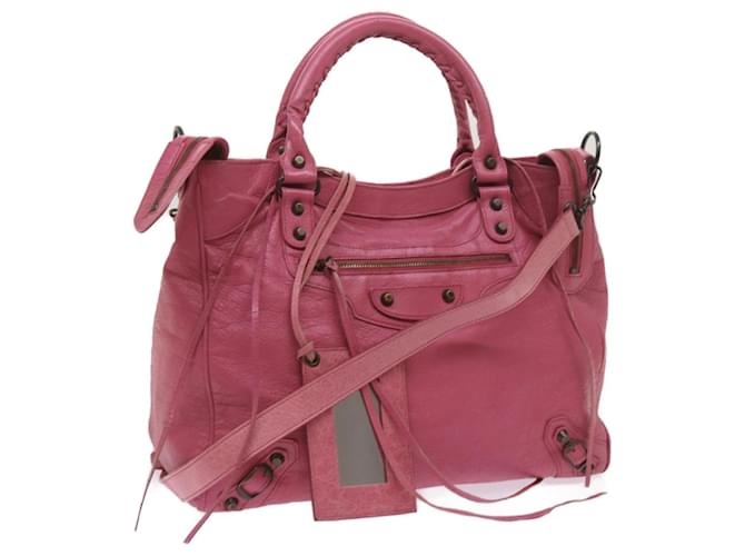 BALENCIAGA The Vero Hand Bag Leather 2way Pink 235216 Auth am5766  ref.1242897