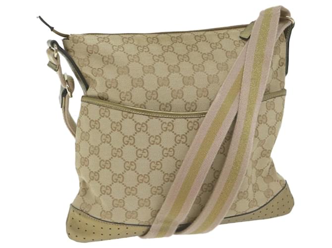 GUCCI GG Canvas Sherry Line Shoulder Bag Gold Beige pink 145857 Auth am5740 Golden Cloth  ref.1242917