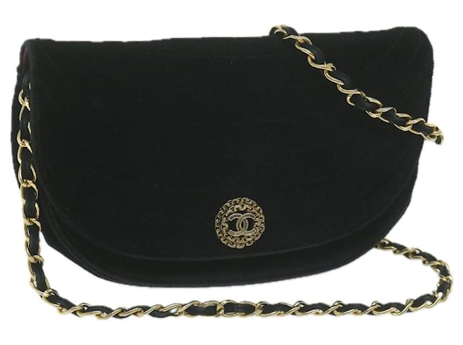 CHANEL Chain Shoulder Bag Velor Black CC Auth bs11901  ref.1242921