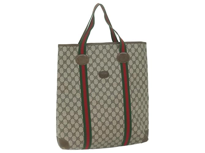 GUCCI GG Supreme Web Sherry Line Hand Bag PVC Beige Red Green Auth yk10547  ref.1242984