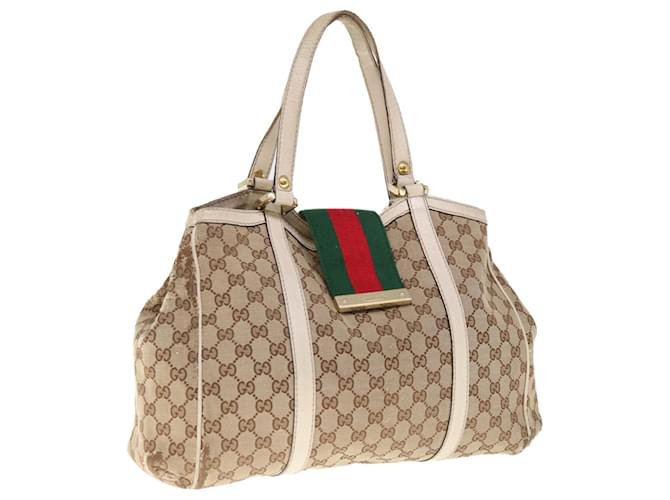 GUCCI GG Canvas Web Sherry Line Shoulder Bag Beige Green Red 233609 auth 66150 Cloth  ref.1242991
