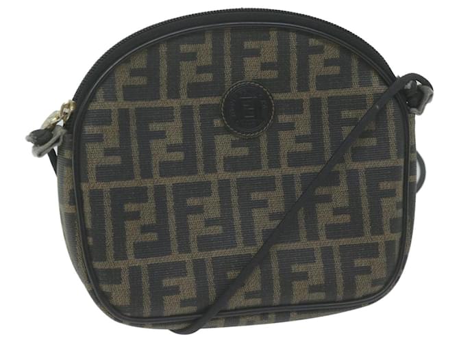 FENDI Zucca Canvas Shoulder Bag Brown Black Auth th4549 Cloth  ref.1243000
