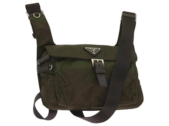 PRADA Shoulder Bag Nylon Khaki Auth tb1041  ref.1243003
