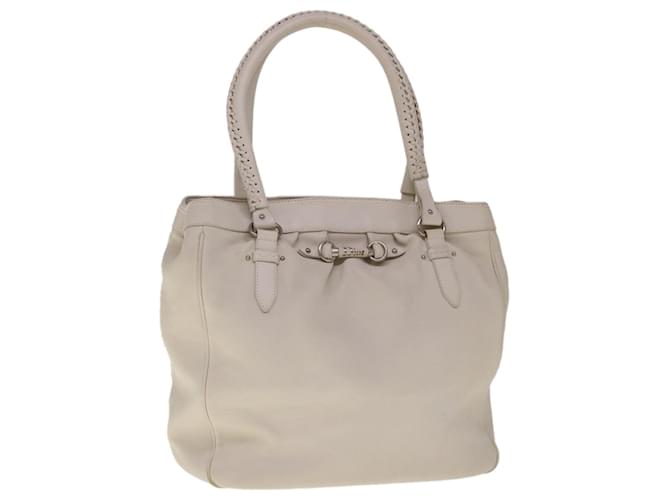 Christian Dior Tote Bag Leather White Auth am5702  ref.1243005
