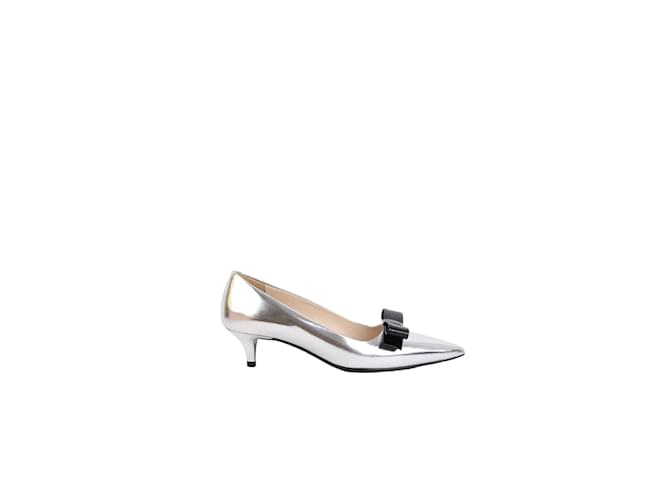 Prada patent leather heels Silvery  ref.1243049