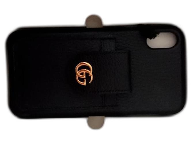 Gucci coque iphone XS en cuir marmont Noir  ref.1243084