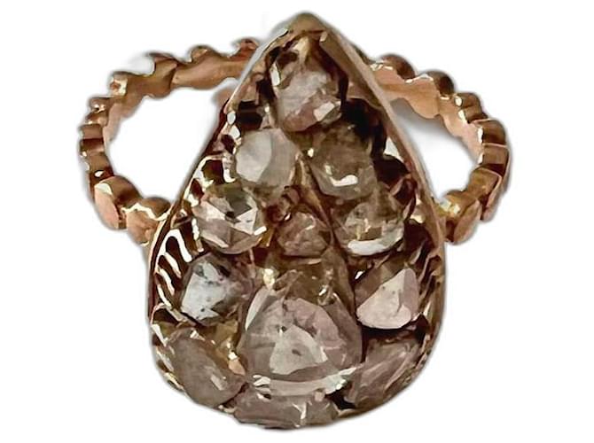 Autre Marque Bague en or rose 14 carats sertie de 10 diamants taillés en rose de 2,15 carats. Bijouterie dorée  ref.1243090