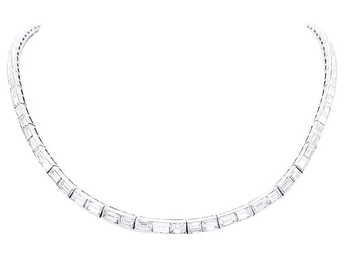 inconnue Platinum river necklace, chopsticks diamonds.  ref.1243133