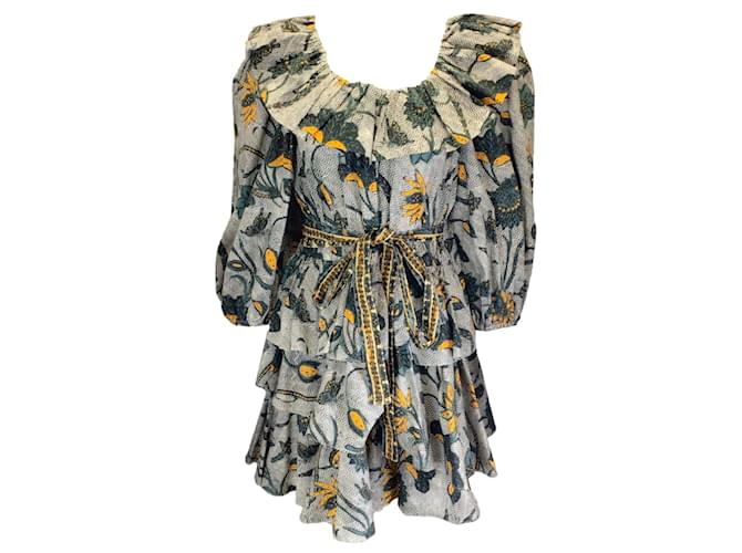 Autre Marque Ulla Johnson Mehrfarbiges Giselle-Kleid mit Portofino-Print Mehrfarben Baumwolle  ref.1243182