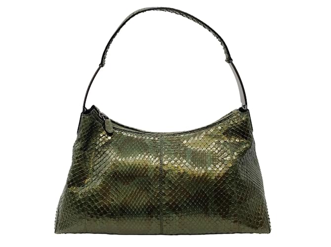 Tod's Dark Green Python Hobo Shoulder Bag Exotic leather  ref.1243194