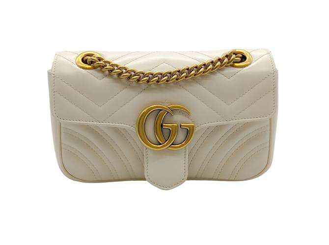 Gucci Cream Leather GG Marmont Shoulder Bag  ref.1243204