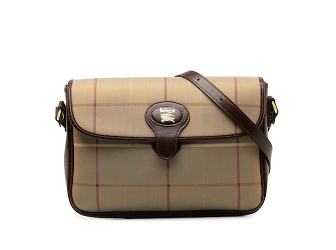 Taupe Burberry Vintage Check Crossbody Leather  ref.1243224