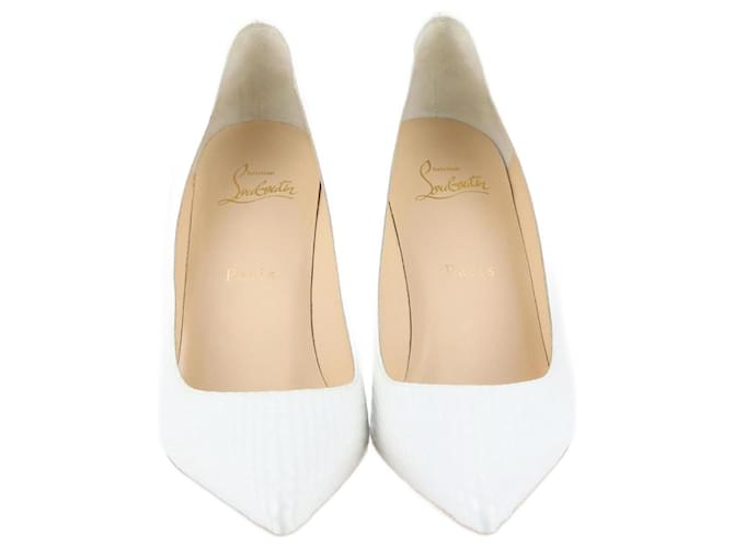 Christian Louboutin Décolleté a punta bianca in rilievo Bianco Pelle  ref.1243241