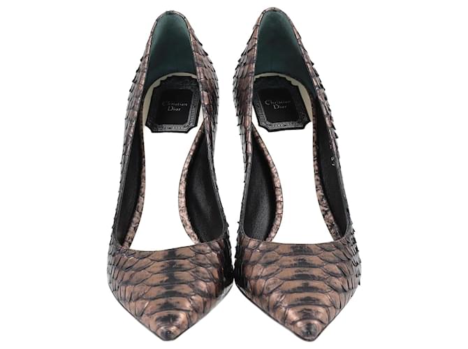 Dior negro/Zapatos de tacón con punta en punta Cherie marrones Cueros exoticos  ref.1243242