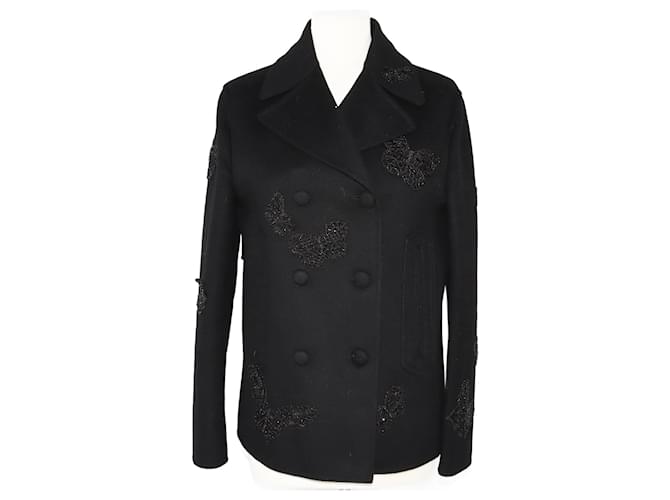 Valentino Black Butterfly Double Breasted Jacket Wool  ref.1243271