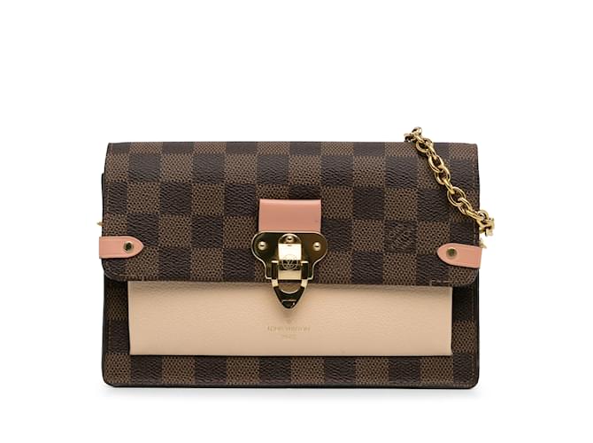 Brown Louis Vuitton Damier Ebene Vavin Wallet on Chain Crossbody Bag Cloth  ref.1243289