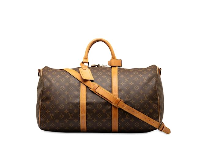 Brown Louis Vuitton Monogram Keepall Bandouliere 50 Travel bag Leather  ref.1243292